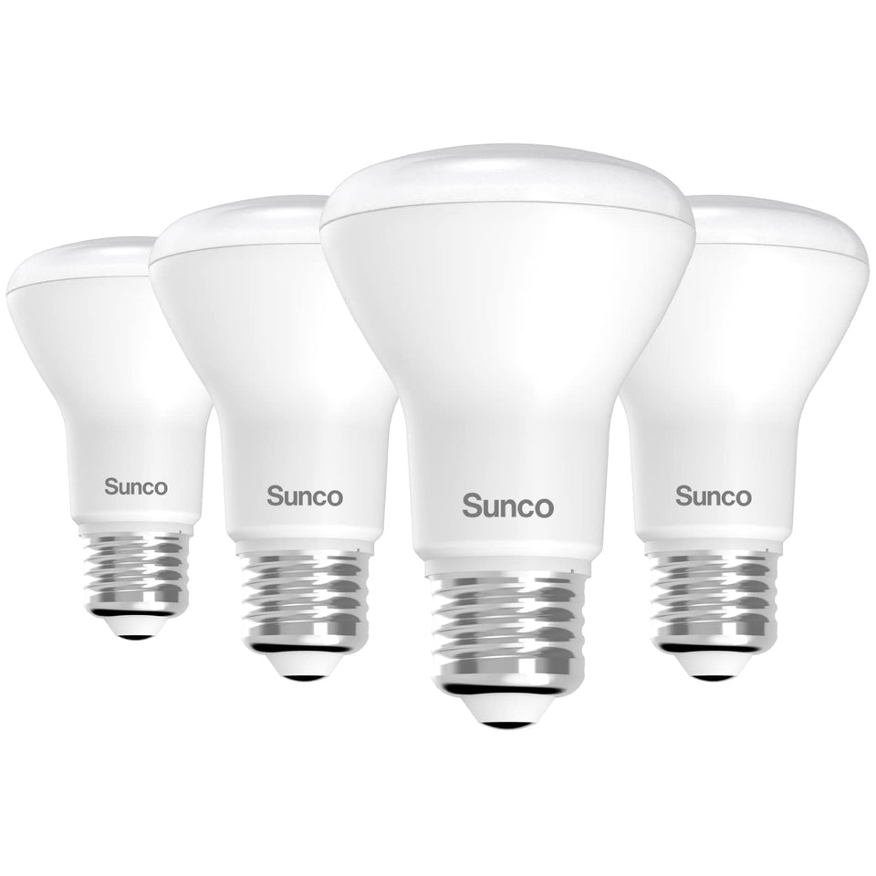 Sunco BR20 LED bulb in a recessed can light with warm 3000K glow for cozy spaces.