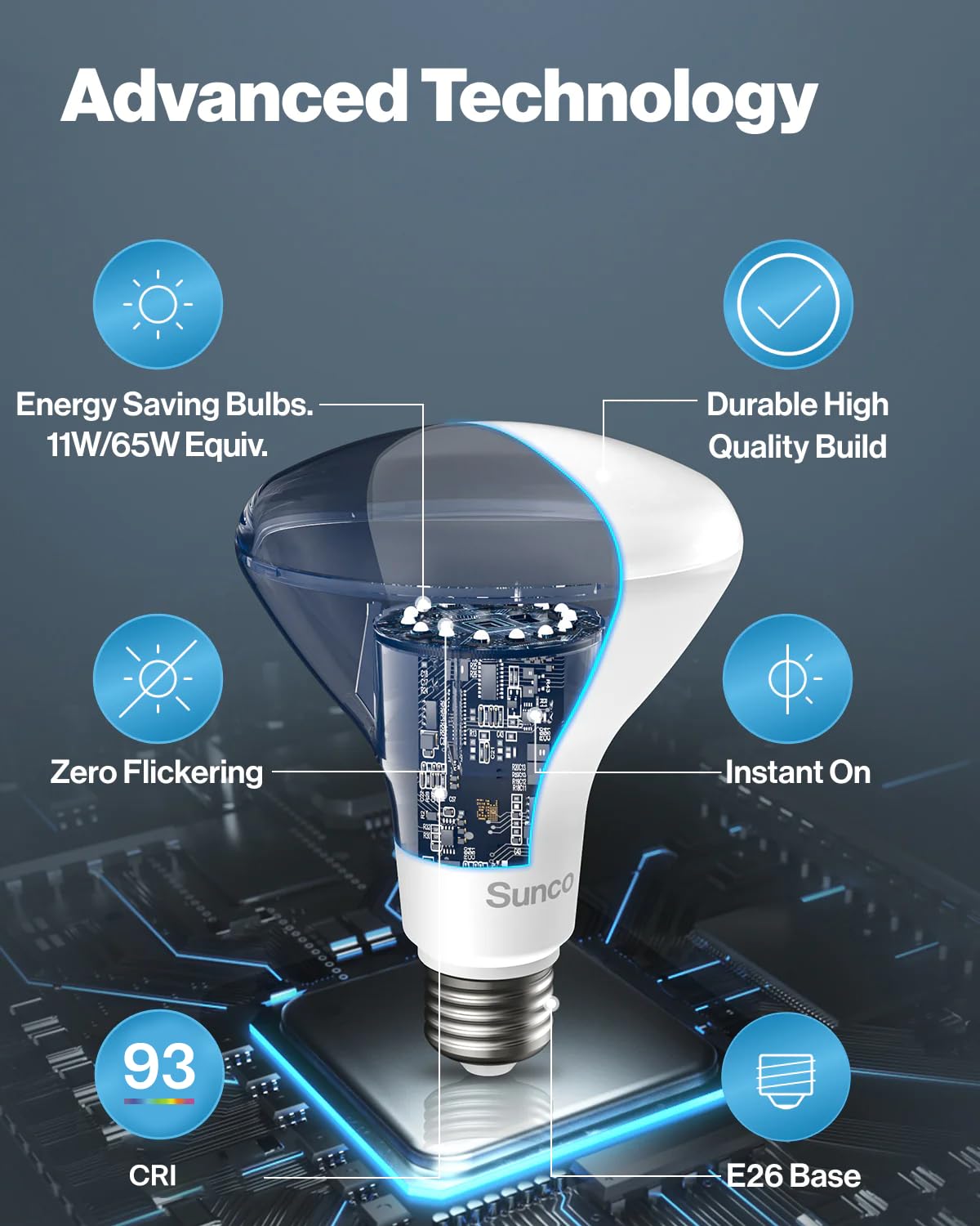 Sunco BR30 dimmable flood bulb for ambient home lighting