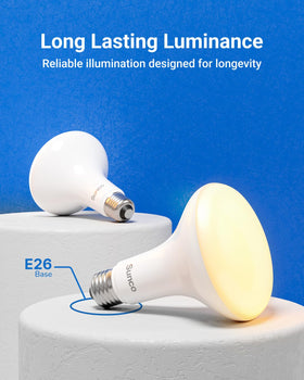 Sunco BR30 LED bulb dimmable 3000K warm white for cozy ambience.