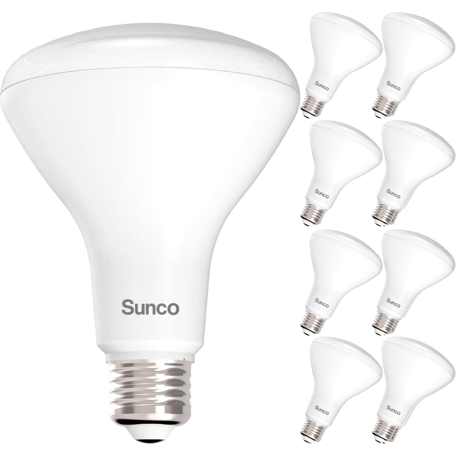 Sunco BR30 LED bulb front view, compact for recessed lighting.