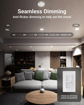 Sunco BR30 LED bulb installed in recessed can provides uniform flood lighting.