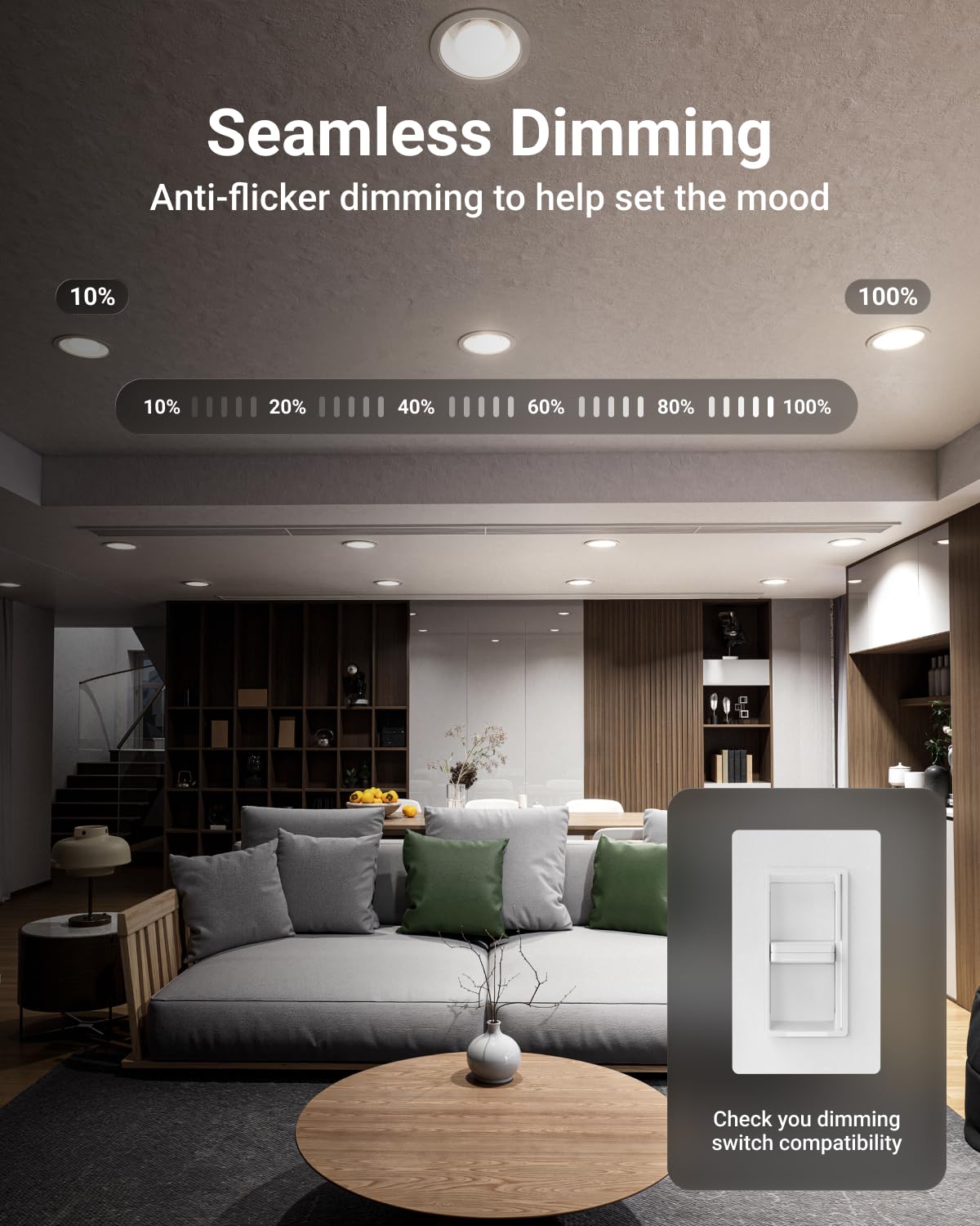 Sunco BR30 bulb in bedroom setup for calming daylight-like lighting.