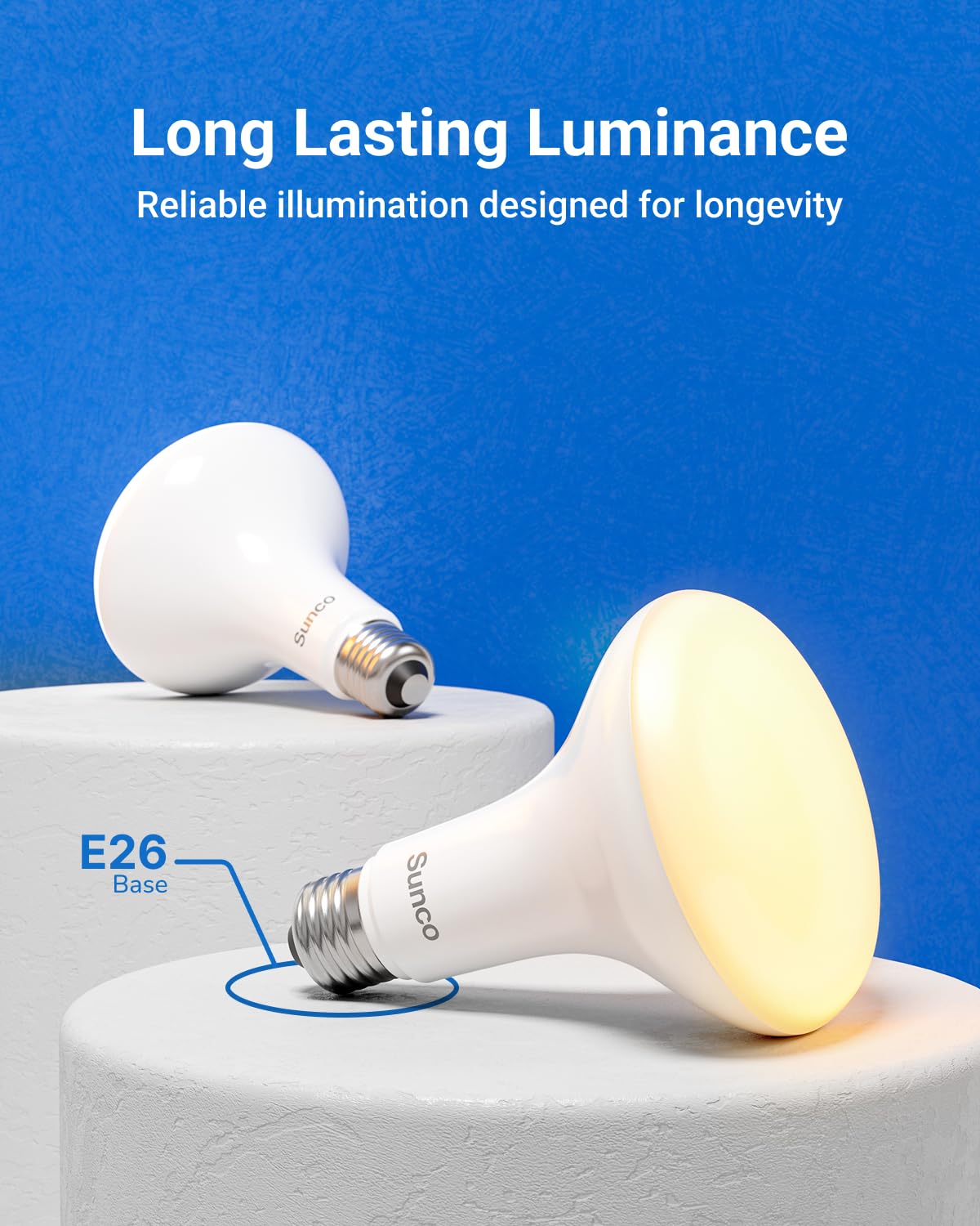 Sunco BR30 dimmable flood bulb for adjustable brightness in any room.