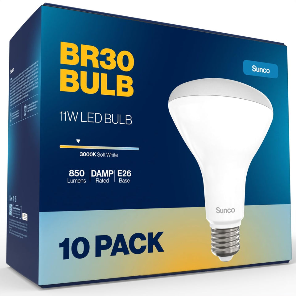 Sunco BR30 LED Bulbs Pack offers energy-efficient indoor flood lighting for versatile rooms.