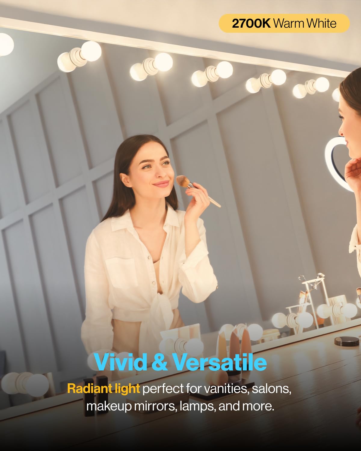 Sunco dimmable G25 LED bathroom bulb for versatile mood lighting in vanity areas.