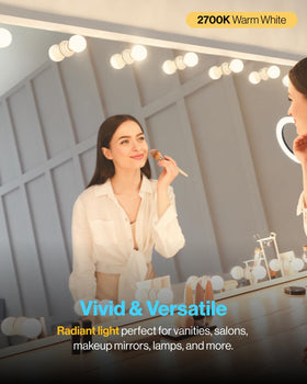 Sunco dimmable G25 LED bathroom bulb for versatile mood lighting in vanity areas.