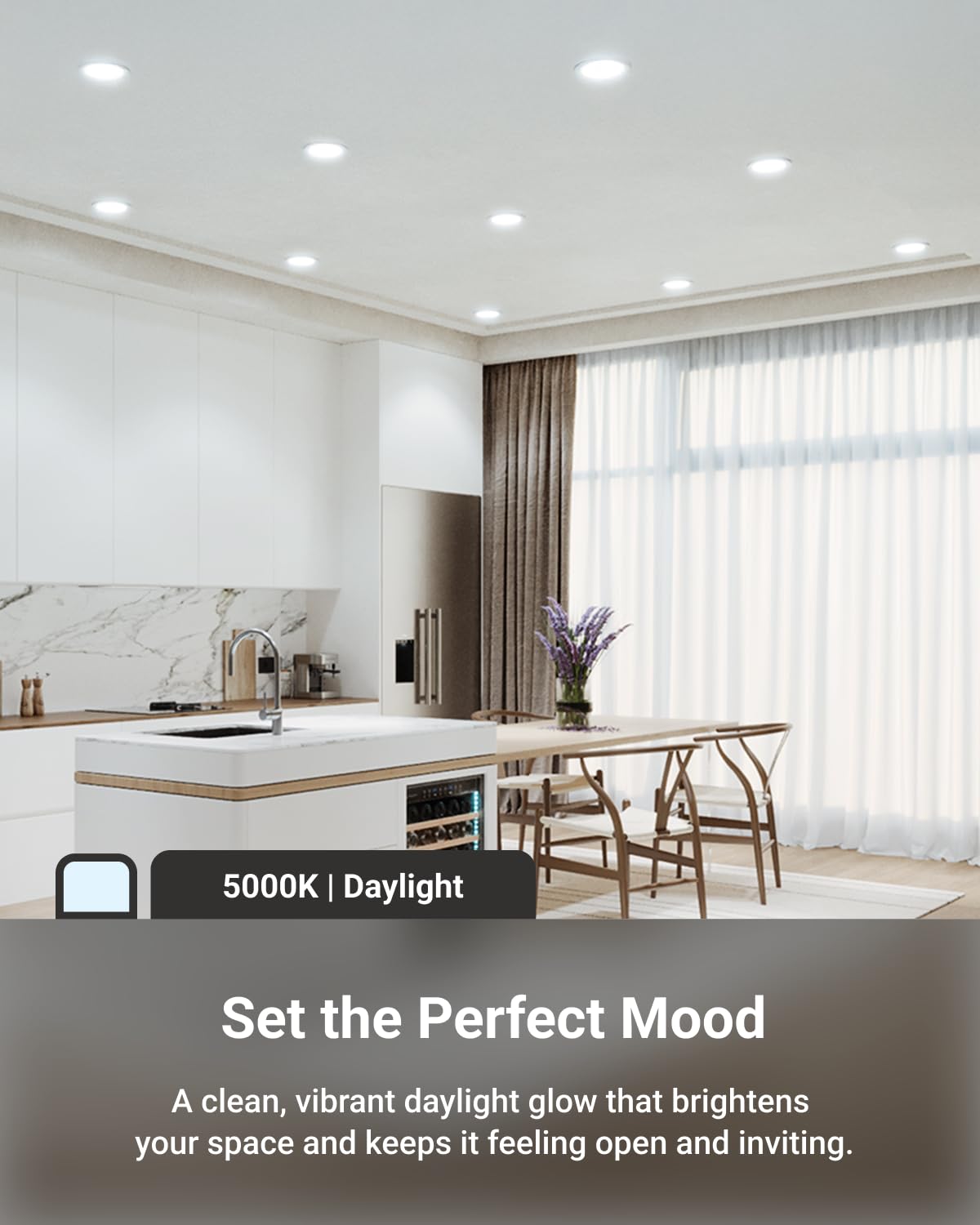 Sunco dimmable LED downlight enables smooth brightness control.
