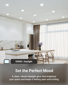 Sunco dimmable LED downlight enables smooth brightness control.