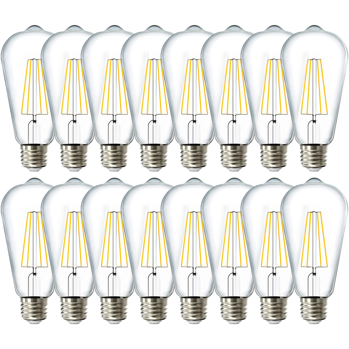 Sunco ST64 LED Edison bulb close-up with clear filament, ideal for vintage decor.