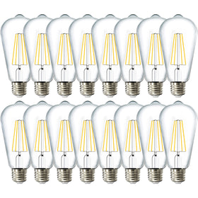 Sunco ST64 LED Edison bulb close-up with clear filament, ideal for vintage decor.