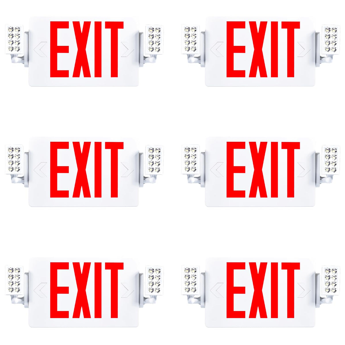 Sunco emergency exit sign front view with red letters visible up to 100 feet.