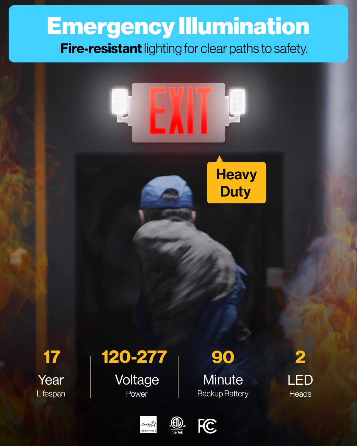 Sunco exit sign dual LED lights ensure illumination during outages for safer egress