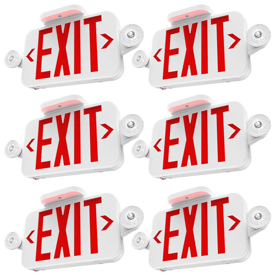 Sunco exit sign red LED wall-mount with 6-inch letters visible from 100 feet.
