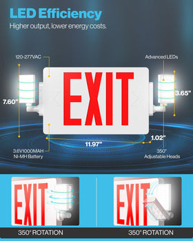 Sunco exit sign mounted on wall or ceiling for flexible placement.