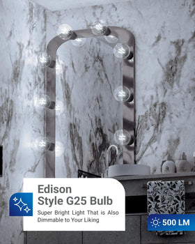 Dimmable Sunco G25 LED globe emitting warm 3000K glow for mood lighting