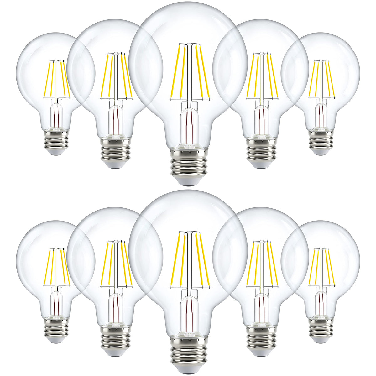 Sunco G25 globe bulb with clear filament for bright, true-to-color illumination.
