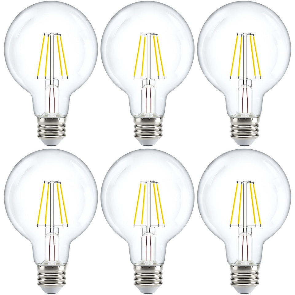 Sunco G25 globe bulb with clear filament for vintage vanity lighting