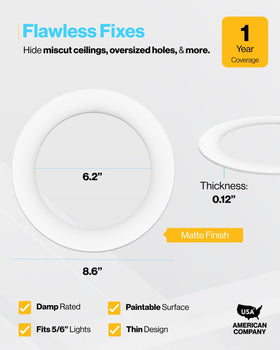 Sunco goof ring inner 6.2 inch diameter fits 5 to 6 inch recessed lights securely