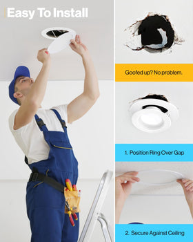 Sunco goof ring matte white finish enhances ceiling aesthetics.