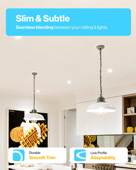 Sunco goof ring paintable surface allows ceiling color match.