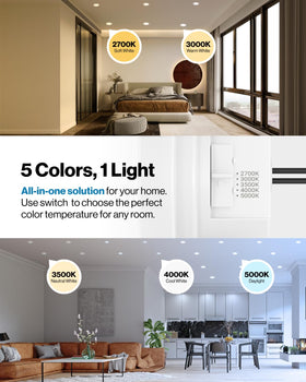Sunco 4-inch LED downlight color temperature switch for flexible mood lighting.