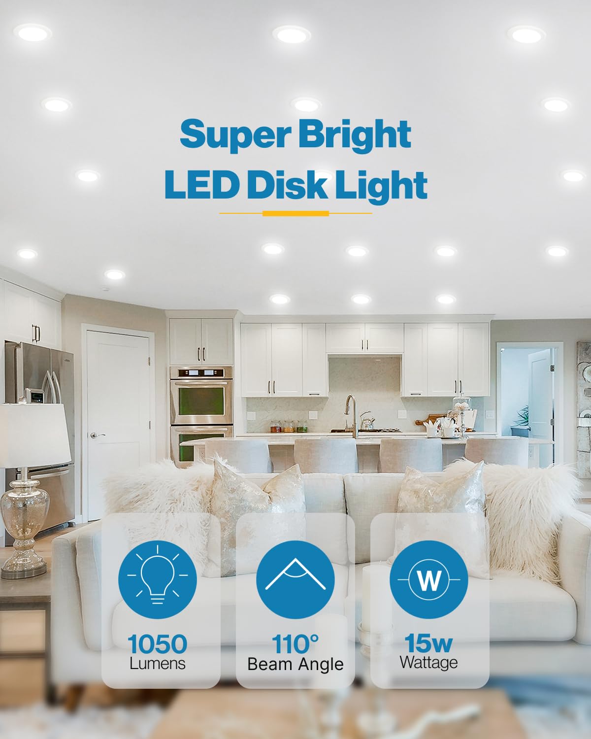 Sunco LED disc light 6-inch dimmable control for customizable mood lighting.