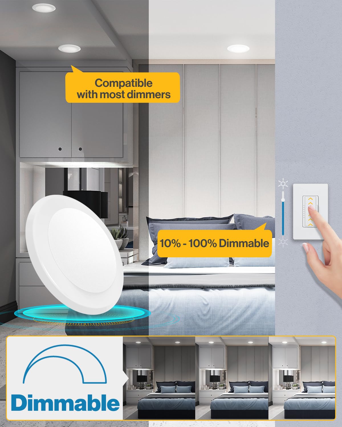 Sunco LED disc light 6-inch direct-wire install above ceiling.