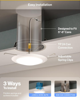 Sunco Lighting LED disc light easy install—direct-wired to a junction box