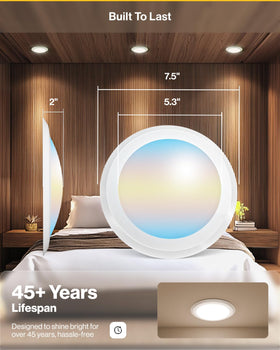 Sunco Lighting LED disc light damp-rated for bathrooms and humid spaces