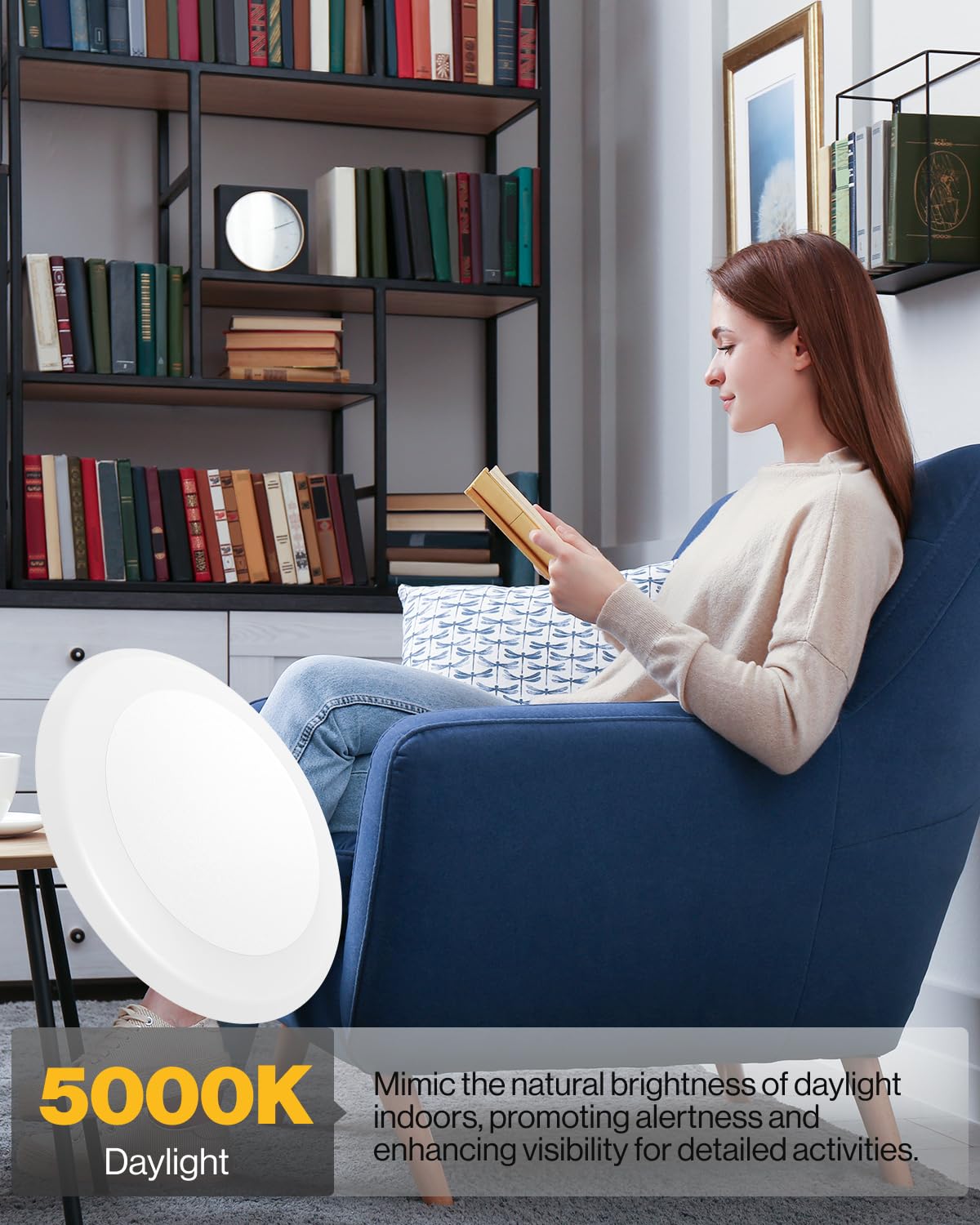 Sunco LED Disc Lights 5000K daylight for true color and visibility