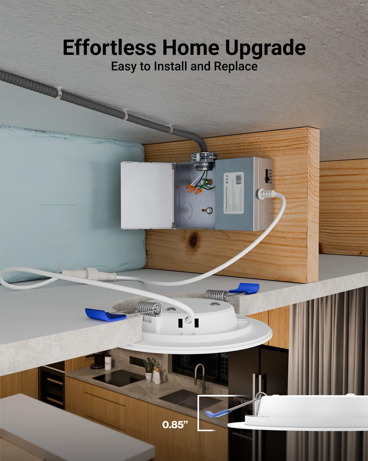 Sunco dimmable recessed light with smooth trim for mood lighting