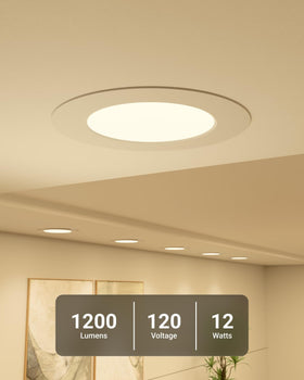 Sunco LED downlight with E26 base; easy installation for retrofits.