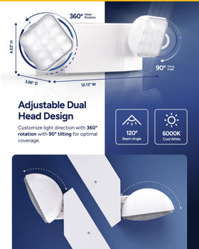 Sunco commercial-grade emergency light operates on 120-277V with UL listing