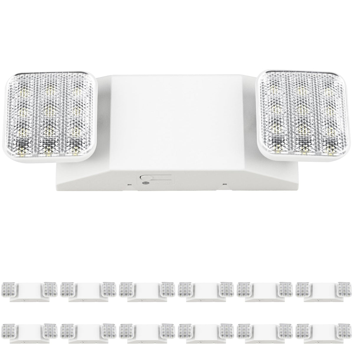 Sunco LED Emergency Lights 12-pack front view for wide commercial visibility.