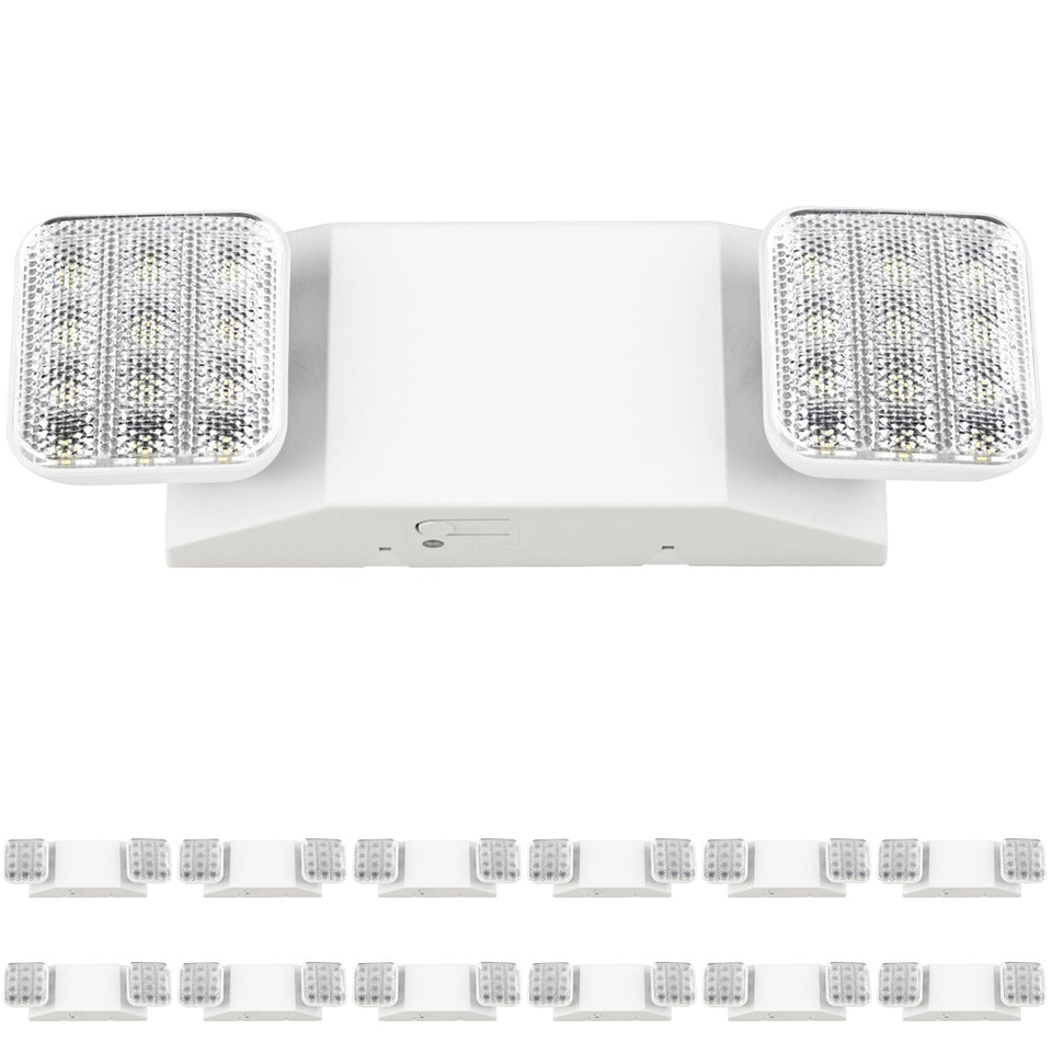 Sunco LED Emergency Lights 12-pack front view for wide commercial visibility.