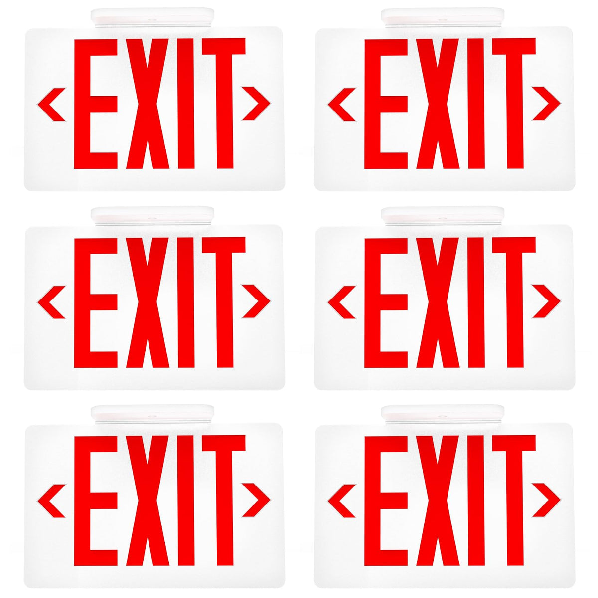 Sunco exit sign front view shows red 6-inch letters for clear visibility in corridors.