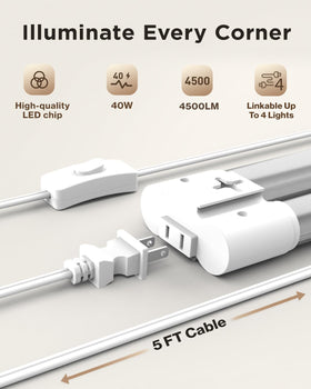 Sunco Lighting 4ft daisy-chain setup demonstrates easy expansion for larger spaces
