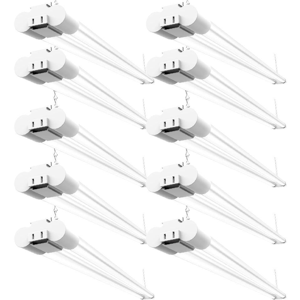 Sunco Lighting 4ft shop light front view showing bright, even daylight for workshops