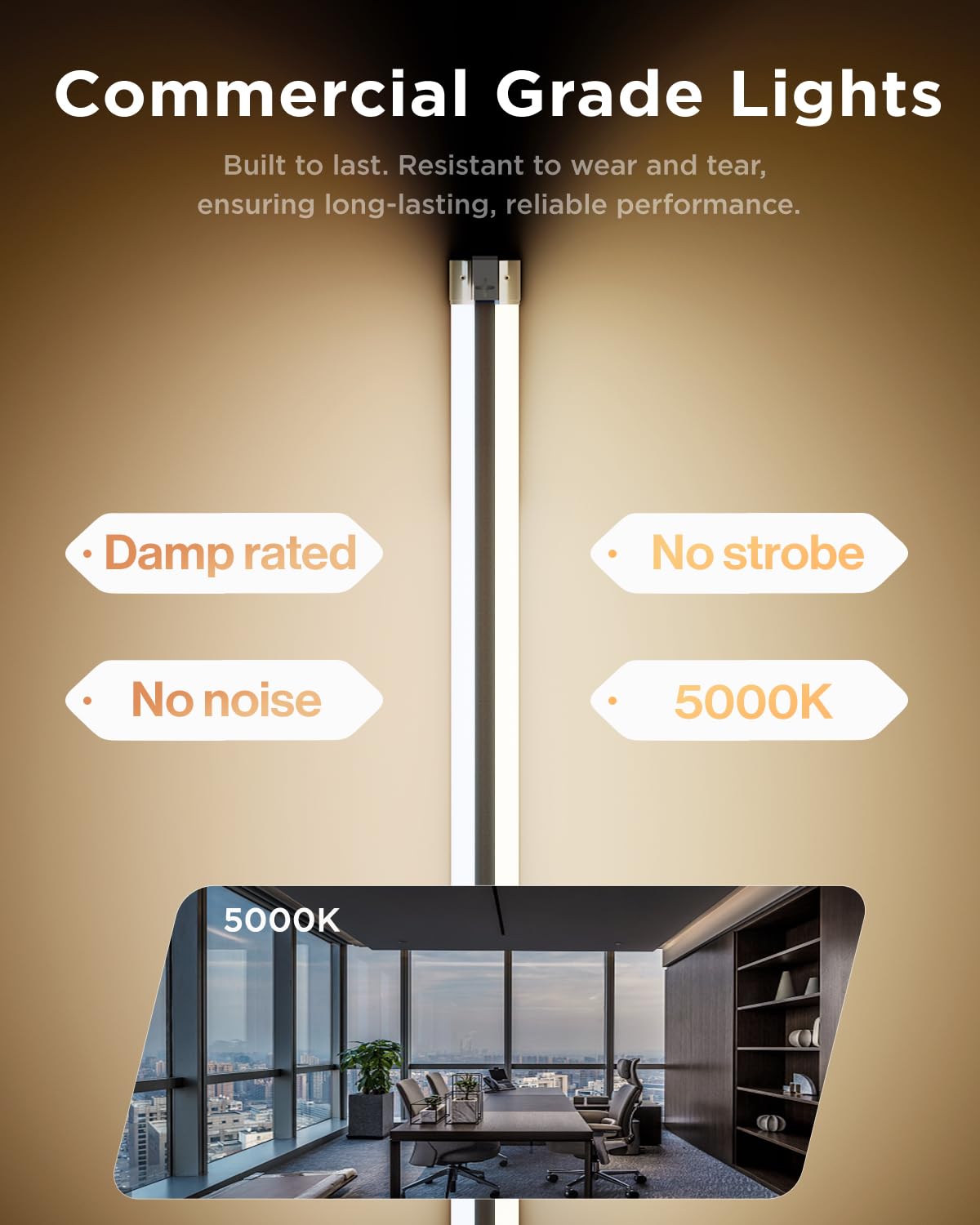 Sunco Lighting 4ft frosted cover reduces glare for comfortable long sessions