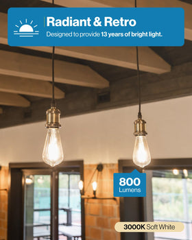 Sunco LED ST64 dimmable bulb delivers warm 3000K light for cozy evenings.