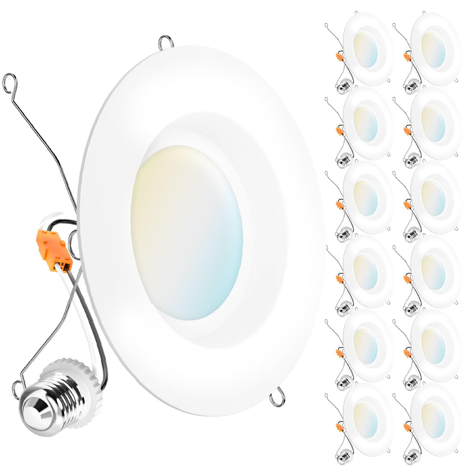 Sunco Lighting 12-pack 6-inch LED downlight with smooth trim for quick energy efficient retrofits.