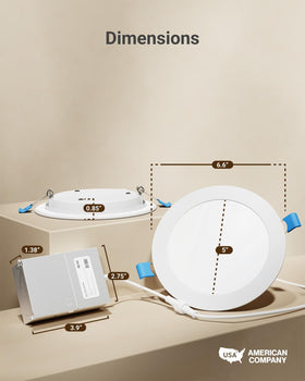 Sunco Lighting 12-pack recessed 6-inch energy-saving graphic suggests lower electricity use.