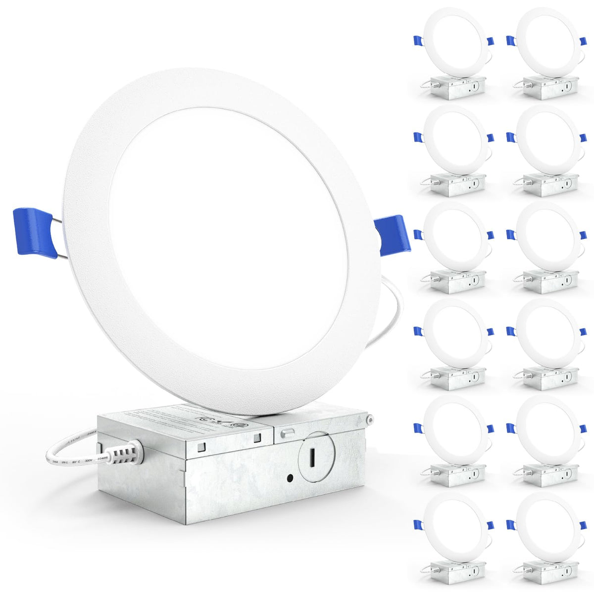 Sunco Lighting 12-pack recessed 6-inch front view shows slim profile and clean trim.