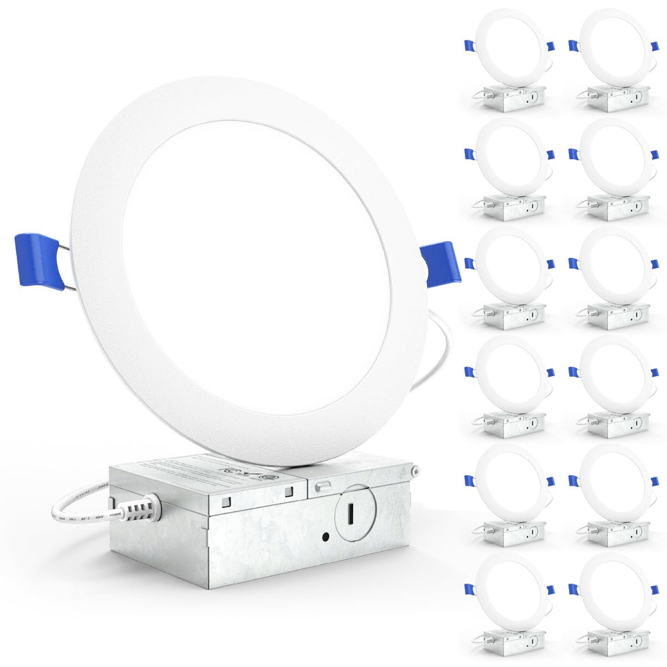 Sunco Lighting 12-pack recessed 6-inch front view shows slim profile and clean trim.