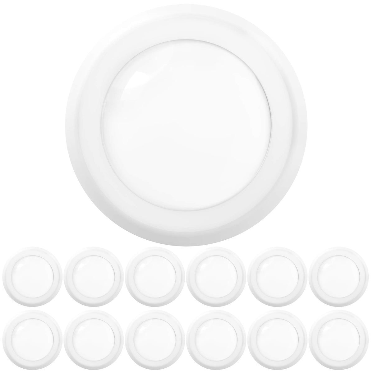 Sunco Lighting 12-pack LED disk downlights installed in ceiling for quick setup.