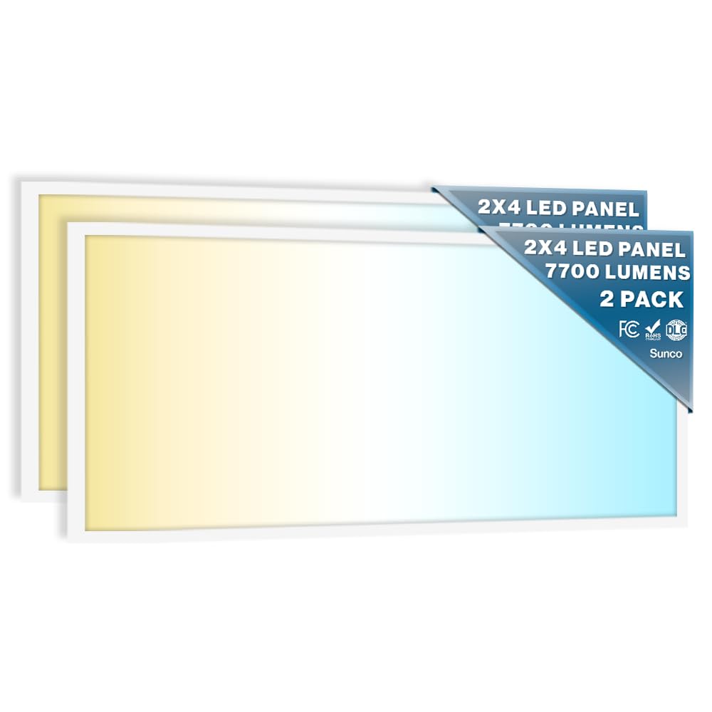 Sunco Lighting 2x4 LED panel front view shows sleek office illumination.