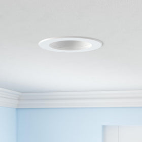 Close-up of the 6-inch LED downlight with a durable baffle trim.