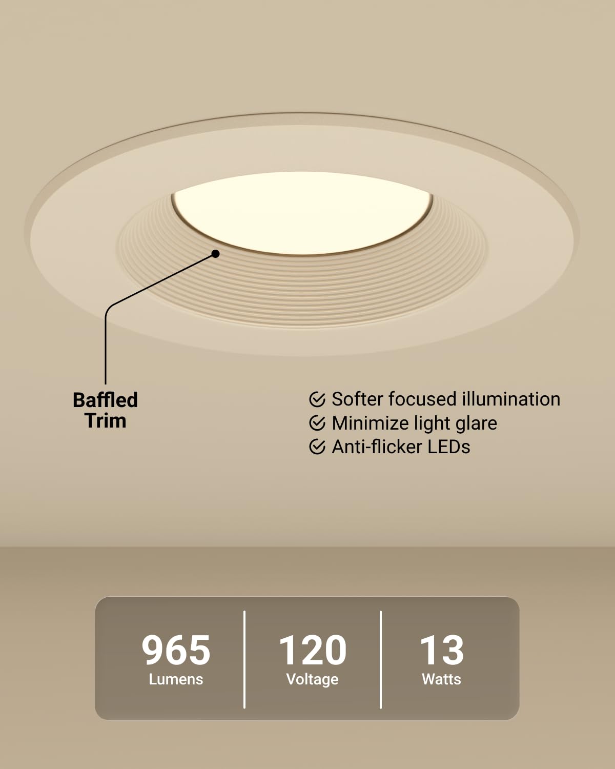 Sunco Lighting 6-inch dimmable recessed trim for customizable brightness