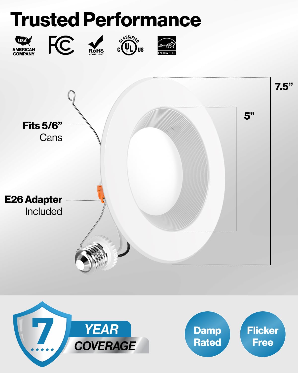 High brightness 965 lumens per fixture for general lighting.