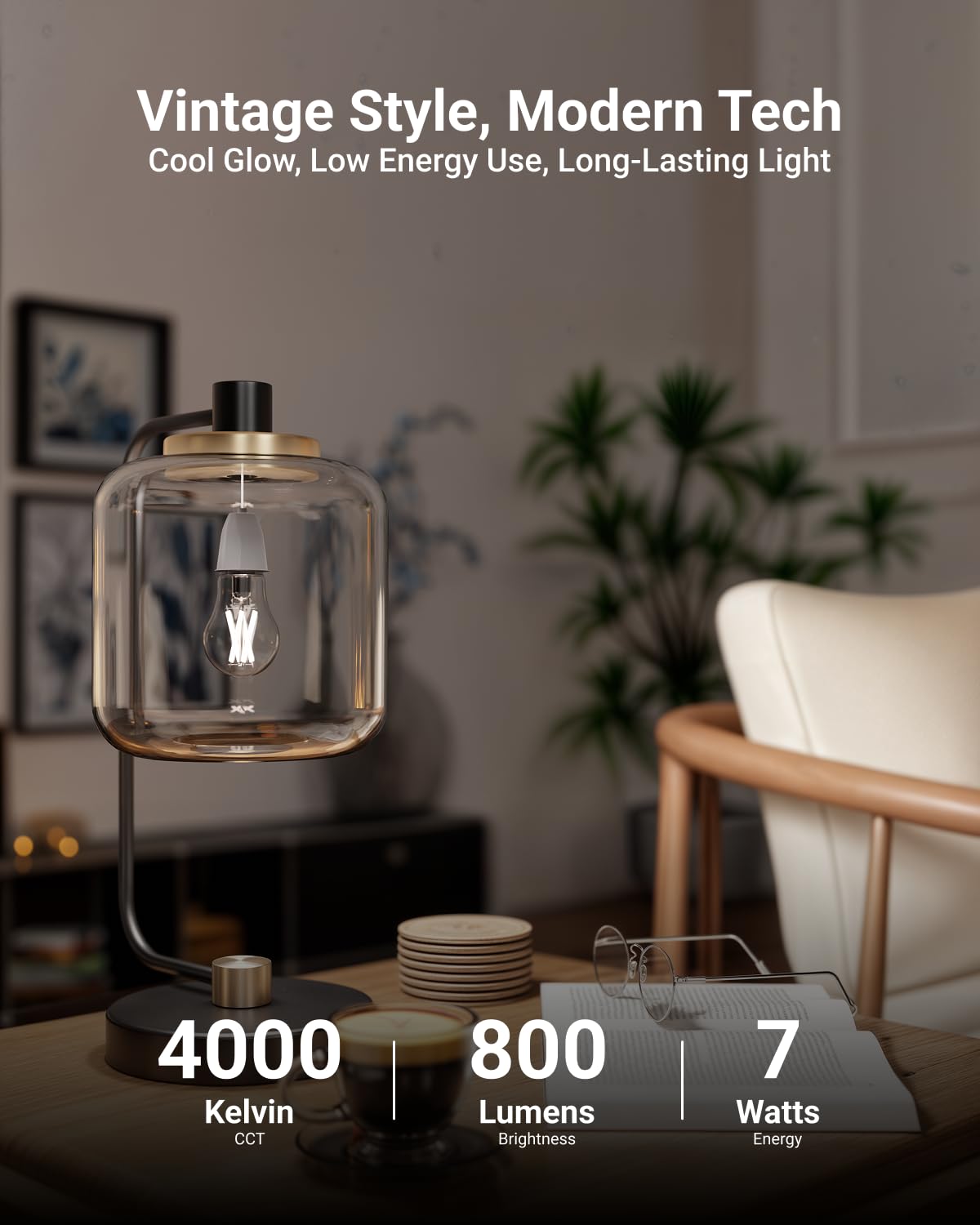 Sunco Lighting Dimmable Edison-style bulb enabling mood lighting from 10% to 100%